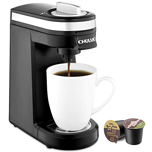 CHULUX Single Serve Coffee Maker, Personal Coffee Brewer Machine for Single Cup Pods & Reusable Filter, 12oz Water Tank, Quick Brewing, One Touch Operation, Compact Size, for Home, Office, RV