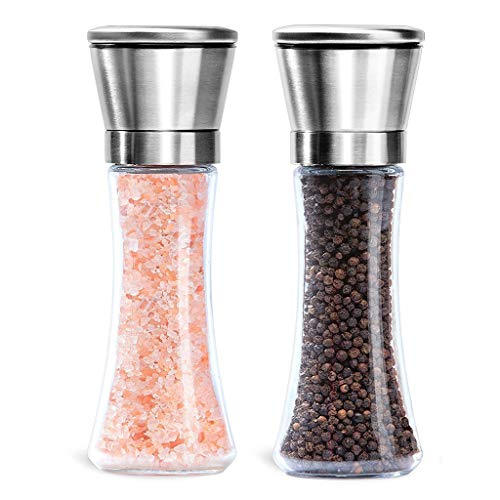 Winner666 2019 Kitchen Salt and Pepper Grinder 6oz Stainless Steel Mill Shakers Easy to Use Fill (Silver)