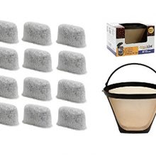GoldTone Brand 8-12 Cup Coffee Filter & Set of 12 Charcoal Water Filters fits Cuisinart Coffee Maker and Brewers. Replaces your Cuisinart No.4 Cone Reusable Coffee Filter & Cuisinart Water Filter