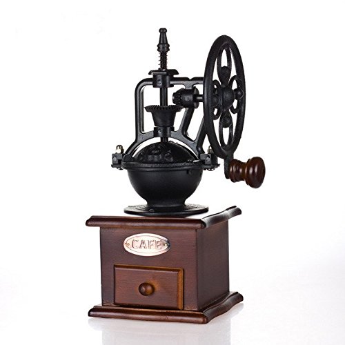 Manual Coffee Grinder, DEWEL Vintage Ceramic Burr Coffee Mill Household Small Cast Iron Hand Crank Grinding Machine for Coffee Bean & Spice with Grind Settings & Powder Drawer