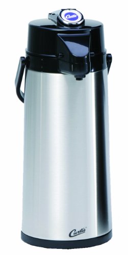 Wilbur Curtis Thermal Dispenser Air Pot, 2.2L S.S. Body S.S. Liner Lever Pump - Commercial Airpot Pourpot Beverage Dispenser - TLXA2201S000 (Each)