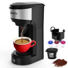 Upgrade Mini Single Serve Coffee Maker for K Cup Pods and Ground Coffee by Sboly, 90s Quick Brewing Technology, K Cup Brewer Small Coffee Machine for Travel, Black