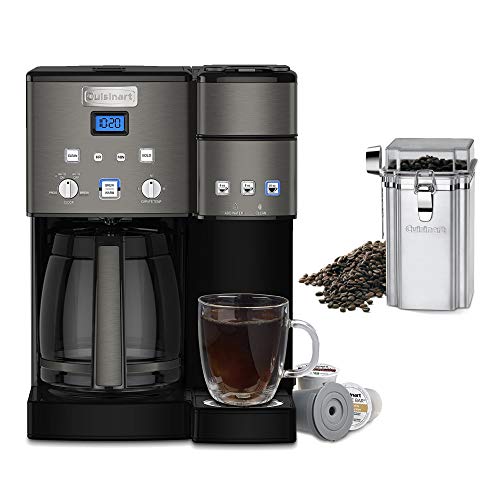 Cuisinart SS-15BKS Coffee Center 12 Cup Coffeemaker and Single-Serve Brewer (Black) and Coffee Canister Bundle (2 Items)
