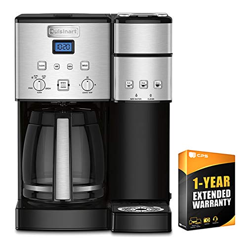Cuisinart 12 Cup Coffeemaker and Single Serve Brewer (Renewed) (SS-15FR) with 1 Year Extended Warranty