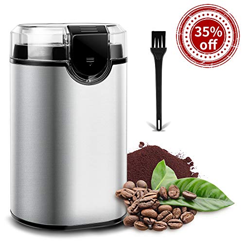 Electric Coffee Grinder, Multifunctional Spice Grinder with Stainless Steel Blade Large Grinding Capacity Fast Grinding Coffee Beans, Nuts, Grains, Spices【2-year Warranty】