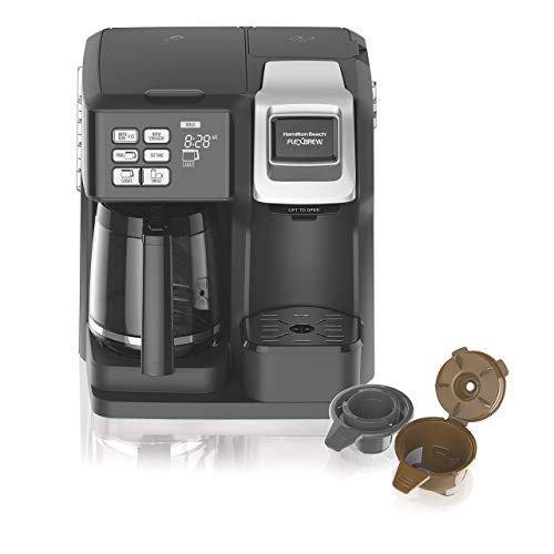 Hamilton Beach (49976) Coffee Maker, Single Serve & Full Coffee Pot,Compatible withK-Cup Packs or Ground Coffee, Programmable, FlexBrew, Black (Renewed)