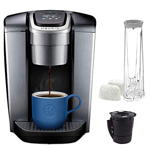 Keurig C K-Elite Maker, Single Serve K-Cup Pod Brewer, with Iced Coffee Capability, Extra Included, 75oz, Brushed Silver Plus Filter Bundle