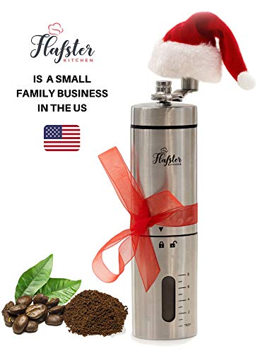 Manual Coffee Grinder - Conical Burr Coffee Grinder - Hand Coffee Grinder Gift Set - Adjustable for Fine/Coarse Grind, Perfect for French Press, Cold Brew & Pour Over - Burr Mill Coffee Grinder
