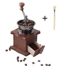 Manual Coffee Grinder with Adjustable Ceramic Gear and Wood Vintage Base