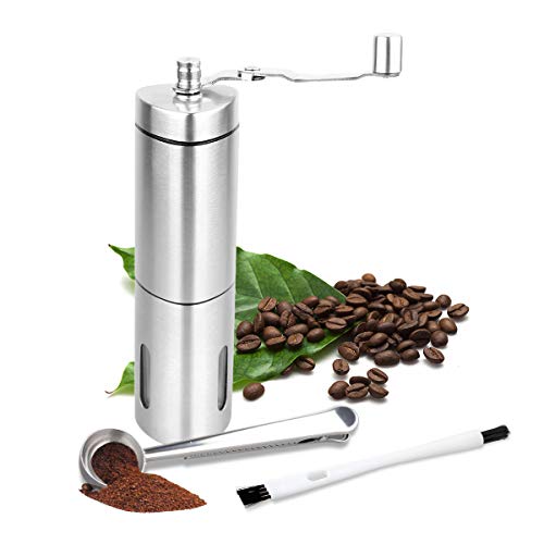 Manual Coffee Grinder Set with Conical Burr Mill Adjustable, Portable Hand Crank Coffee Grinder, Adjustable Grind Size, Durable Ceramic Grinding Core for Home, Office, Travel, Camping