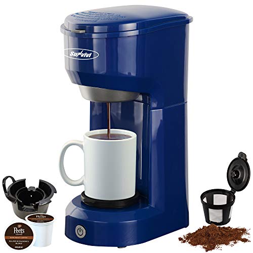 Single Serve Coffee Maker Brewer for Single Cup, K-Cup Coffee Maker With Permanent Filter, 6oz to 14oz Mug, One-touch Control Button with Illumination, Blue