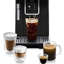 De'Longhi Dinamica Automatic Coffee & Espresso Machine TrueBrew (Iced-Coffee), Burr Grinder + Descaling Solution, Cleaning Brush & Bean Shaped Icecube Tray, Black, ECAM35020B