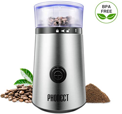 Coffee Grinder Electric, 150W Blade Spice Grinder, Portable Stainless Steel Grinder, Removable Easy Clean Bowl Grinder also for Seeds Grains Nuts, 12 Cups