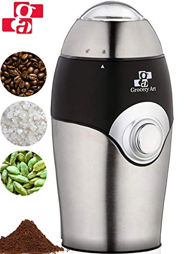 GA Coffee Grinder Electric - Small & Compact Simple Touch Blade Mill - Automatic Grinding Tool Appliance for Whole Coffee Beans, Spices, Herbs & Nuts