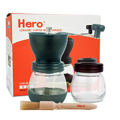 Hero Manual Coffee Grinder-Conical Ceramic Burr Mill, Adjustable Hand Precision Brewing X-2C,Upgrade