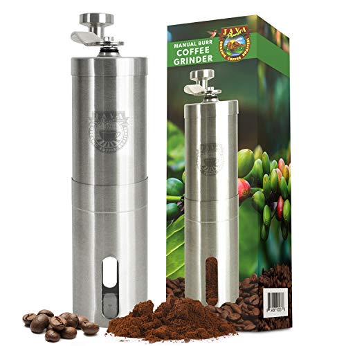 Java Planet - Manual Coffee Grinder Burr - Spice Grinder - Portable Hand Ceramic Burr Grinder - Grind Coffee Beans From Coarse French Press to Espresso Ground