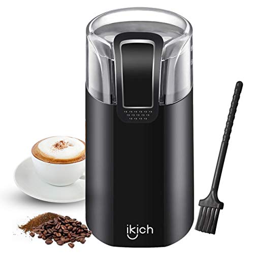 Coffee Grinder Electric, IKICH 120V Powerful Blade Coffee Bean&Spice Grinder with 60g Large Grinding Capacity, Cord Storage, Portable, Also for Spices, Pepper, Nuts, Seeds, Grains
