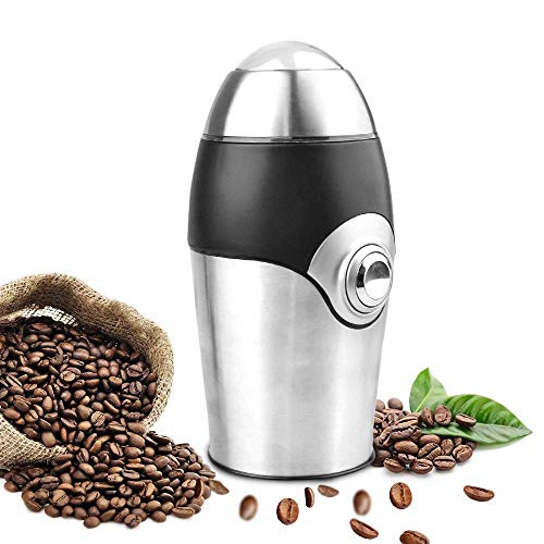 HoLead 1 Electric Coffee Grinder Blade Mill, 8 Cups, 200W Stainless Steel Powder Grinding Machine for Nuts Herbs,Grains, Spices, Sugar, G001, Silver