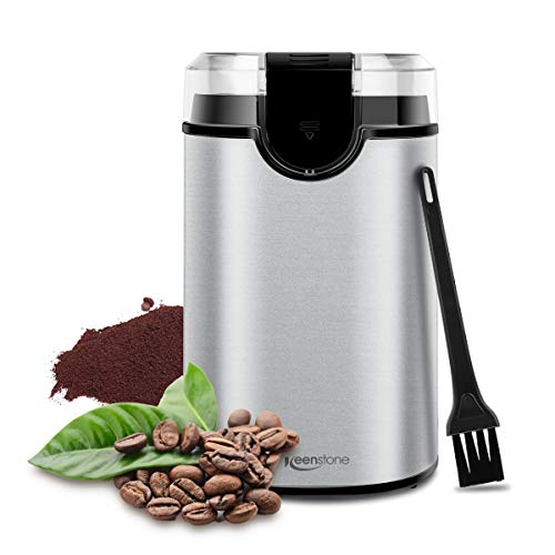 Electric Coffee Grinder with 304 Stainless Steel Blades for Coffee Beans, Nuts, Herbs, Grains Spices - Silver