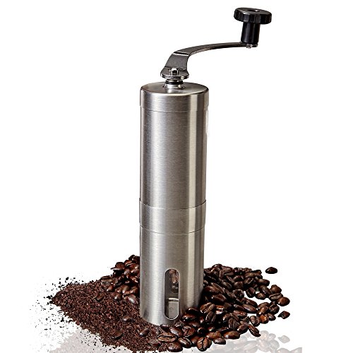 Manual Coffee Grinder - Adjustable Ceramic Conical Burr Coffee Bean Mill With Stainless Steel Body & Easy Hand Crank, Brewing Grinders for Office Home, Traveling Camping Consistent Grind French Press