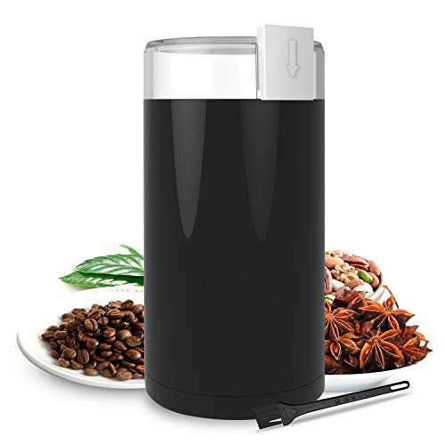 Coffee Grinder, Chytac Electric Coffee Mill 150W with Large Grinding Capacity for Peppers, Beans, Spices, Herbs, Nuts, Grains and More, Stainless Steel Blades, Black