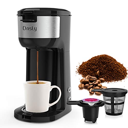 Dnsly Coffee Maker Single Serve, K-Cup Pod & Ground Coffee 2 in 1 Coffee Machine, Strength-Controlled Self Cleaning Function, Advanced Black