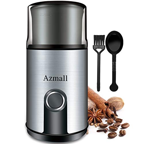 Azmall Spice Grinder Electric Small Coffee Bean Grinder with Removable Stainless Steel Bowl & Blade