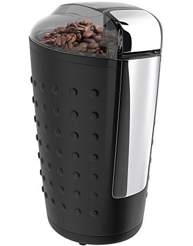 Vremi Electric Coffee Grinder - 150 Watt Portable Coffee Bean Grinder with Easy Touch Settings Stainless Steel Blades - Grinds Coarse Fine Ground Beans for 12 to 14 Cups of Coffees - Black
