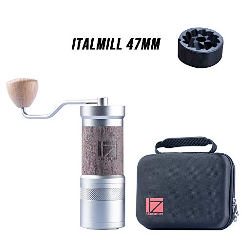 1Zpresso Manual Coffee Grinder JE-PLUS Series Light Gray DLC Coating burr, Fine Upper Adjustment Nut Design, Magnetic Powder Receiver, Coffee Beans Ground Faster Grinding Efficiency Espresso to Coarse French Press Hand Grinder, Handle Mill, Perfect for Espresso