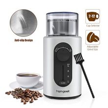 Homgeek Coffee Grinder Electric, Spice Grinder 2.5 Ounce with Cup Size and Coarseness Selector, Stainless Steel Blades, Removable Chamber