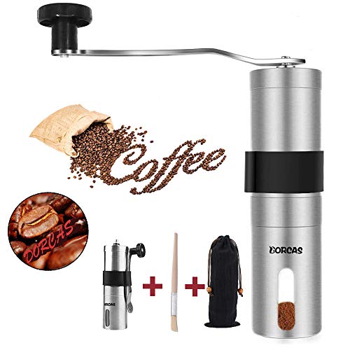Dorcas Manual Coffee Grinder with Adjustable Ceramic Burr,Portable Burr Coffee Grinder for Aeropress, Drip Coffee, Espresso, French Press, Turkish Brew