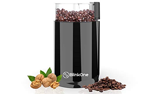 BlinkOne Electric Coffee Grinder with Stainless Steel Blades (Black)