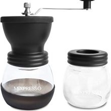 Manual Coffee Grinder Set, Hand Coffee Mill With Conical Ceramic Burr Two Glass Jars And Soft Brush For Beans & Spices by Mixpresso