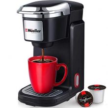 Mueller Pro Single Serve Coffee Maker, Personal Coffee Brewer Machine for Single Cup Pods & Reusable Filter, 12oz Water Tank, Quick Brewing, One Touch Operation, Compact Size, for Home, Office, RV