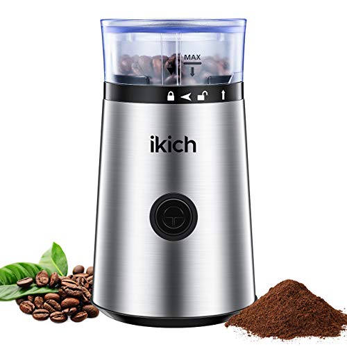 IKICH Coffee Grinder Electric, with Removable Cup for Easy Cleaning, 150 Watts, up to 60g Coffee, Powerful Blade Coffee Bean & Spice Grinder