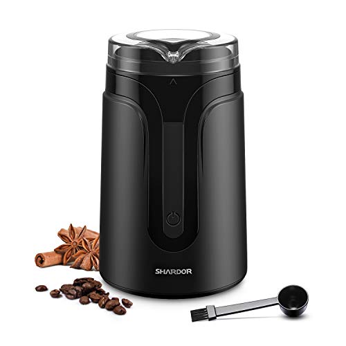 SHARDOR Electric Coffee Grinder Mill for 1-2 Person, Grinder for Spices, Herbs, Nuts, Grains,Black