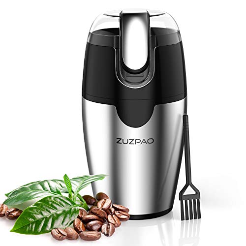ZUZPAO Electric Coffee Grinder, 200W Stainless Steel Blade Spice Grinder Mills, 2.5 Ounce Capacity Fast Grinding for Coffee Beans, Seeds, Herbs, Pepper, Grains, and Nut