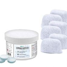 Espresso Machine Cleaning Tablets (30 Count) + 6 Water Filters for Breville BWF100 - Model BRF-020, Made In USA (Activated Charcoal) by Essential Values