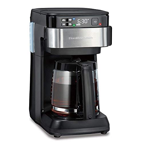 Hamilton Beach Works with Alexa Smart Coffee Maker, Programmable, 12 Cup Capacity, Black and Stainless Steel (49350) - A Certified for Humans Device
