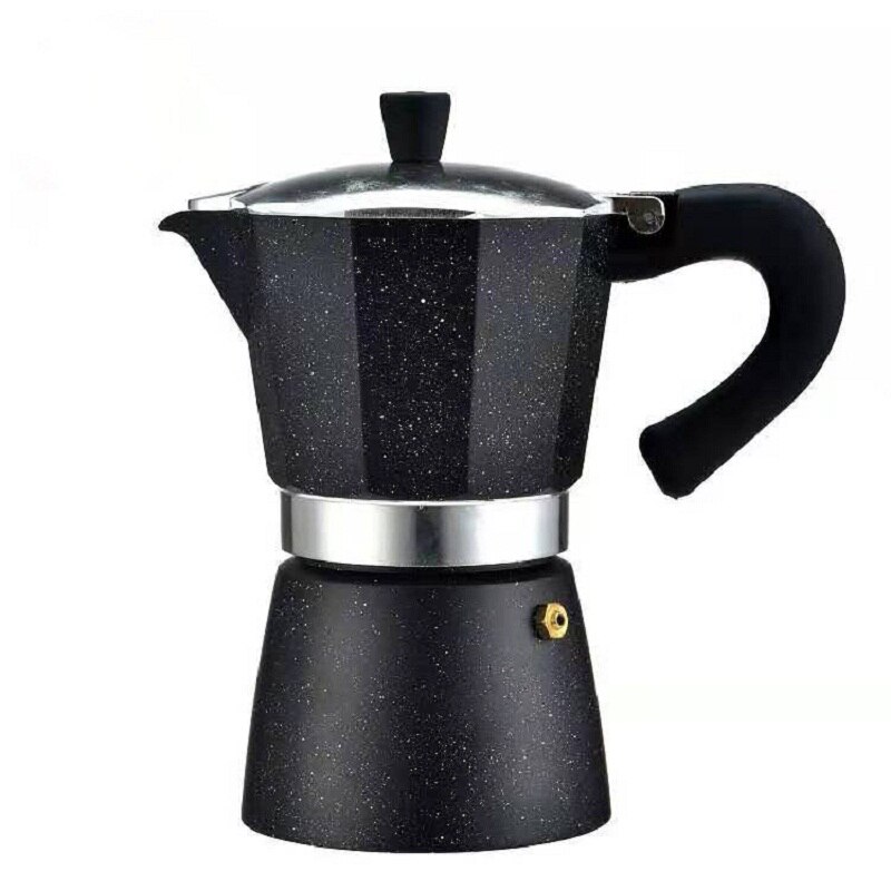YRP Stovetop Espresso Coffee Maker Black Aluminum Moka Coffee Pot Machine Latte Mocha 6 Cup Percolator Pot barista tools filter