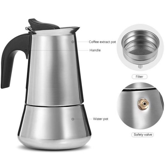 Espresso Maker Moka Pot, Espresso Machine,Stainless Steel Espresso Machine For (450Ml),Italian Coffee Maker Espresso And Coffee