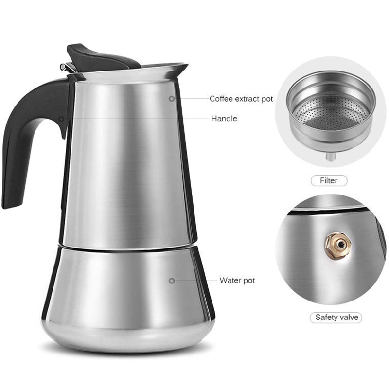 Espresso Maker Moka Pot, Espresso Machine,Stainless Steel Espresso Machine For (450Ml),Italian Coffee Maker Espresso And Coffee