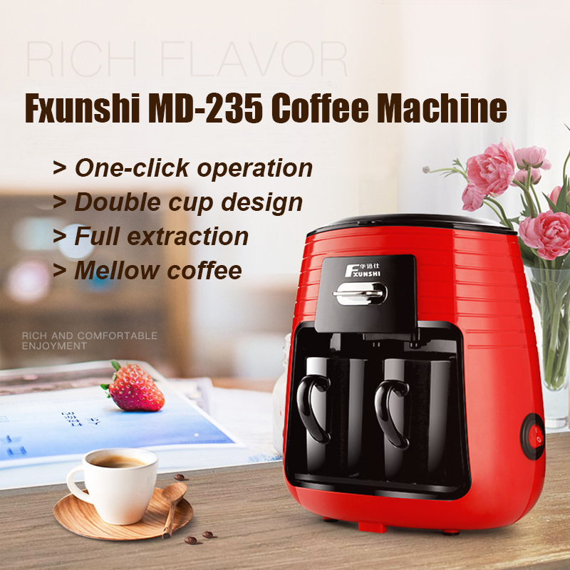 450W 0.25L Coffee Machine Tea Filter Machine Set With 2 Ceramic Cups America Style Automatic Home Office Electric Coffee Maker