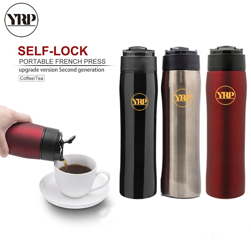 YRP400ML Tarvel French Press Portable Stainless Steel Coffee Press espresso machine Vacuum Cup Coffee Pot Piston Filter reusable