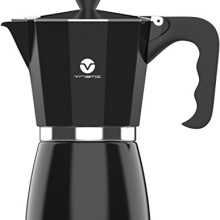 Vremi Stovetop Espresso Maker - Moka Pot Coffee Maker for Gas or Electric Stove Top - 6 Cups Demitasse Espresso Shot Maker for Italian Espresso Cappuccino or Latte - Black