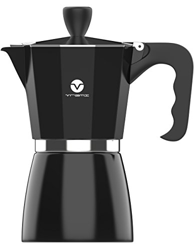 Vremi Stovetop Espresso Maker - Moka Pot Coffee Maker for Gas or Electric Stove Top - 6 Cups Demitasse Espresso Shot Maker for Italian Espresso Cappuccino or Latte - Black