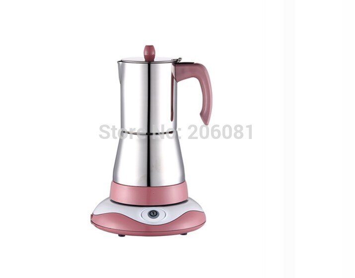220v 6cups Electric stainless steel moka coffee pot/stainle sttel espresso coffee maker with vision window &elegant