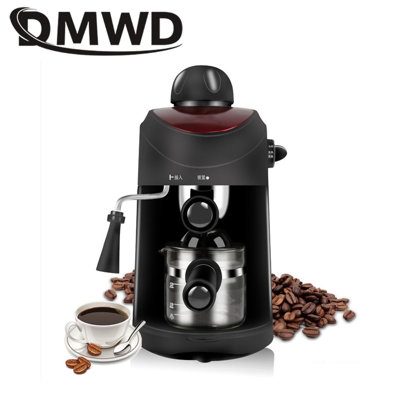 DMWD MINI Espresso Coffee Maker 5Bar Italian Pump Pressure Steam Milk Frother Foam Bubble Machine Automatic Fancy Cappuccino Pot