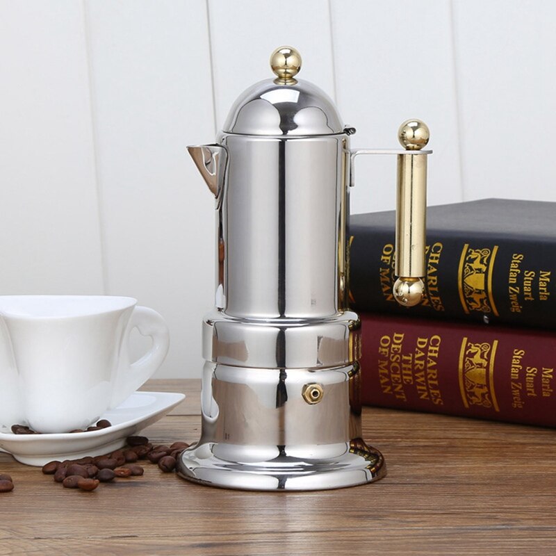 200Ml 4 Cups Stainless Steel Coffee Pot Coffee Maker Teapot Filter Automatic Coffee Machine Espresso Machine