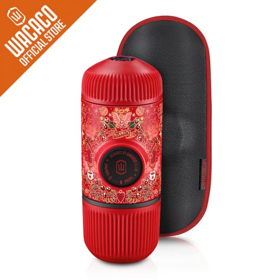 Wacaco Nanopresso, Limited Red Tattoo Edition, Portable Espresso Machine with Protective Case, 18 Bar Pressure fit for powder.